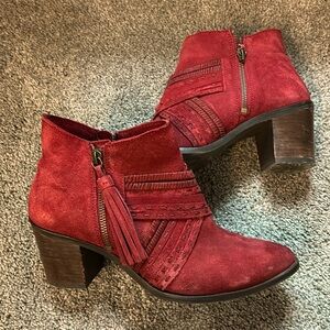 Flying monkey red leather booties